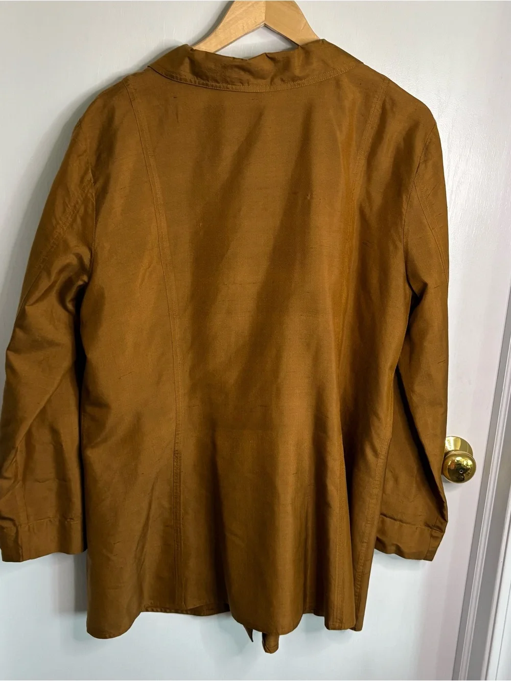 J. Jill Silk Button Front Jacket Bronze XL Pockets Mid-Length Vintage Lagenlook - Picture 5 of 10
